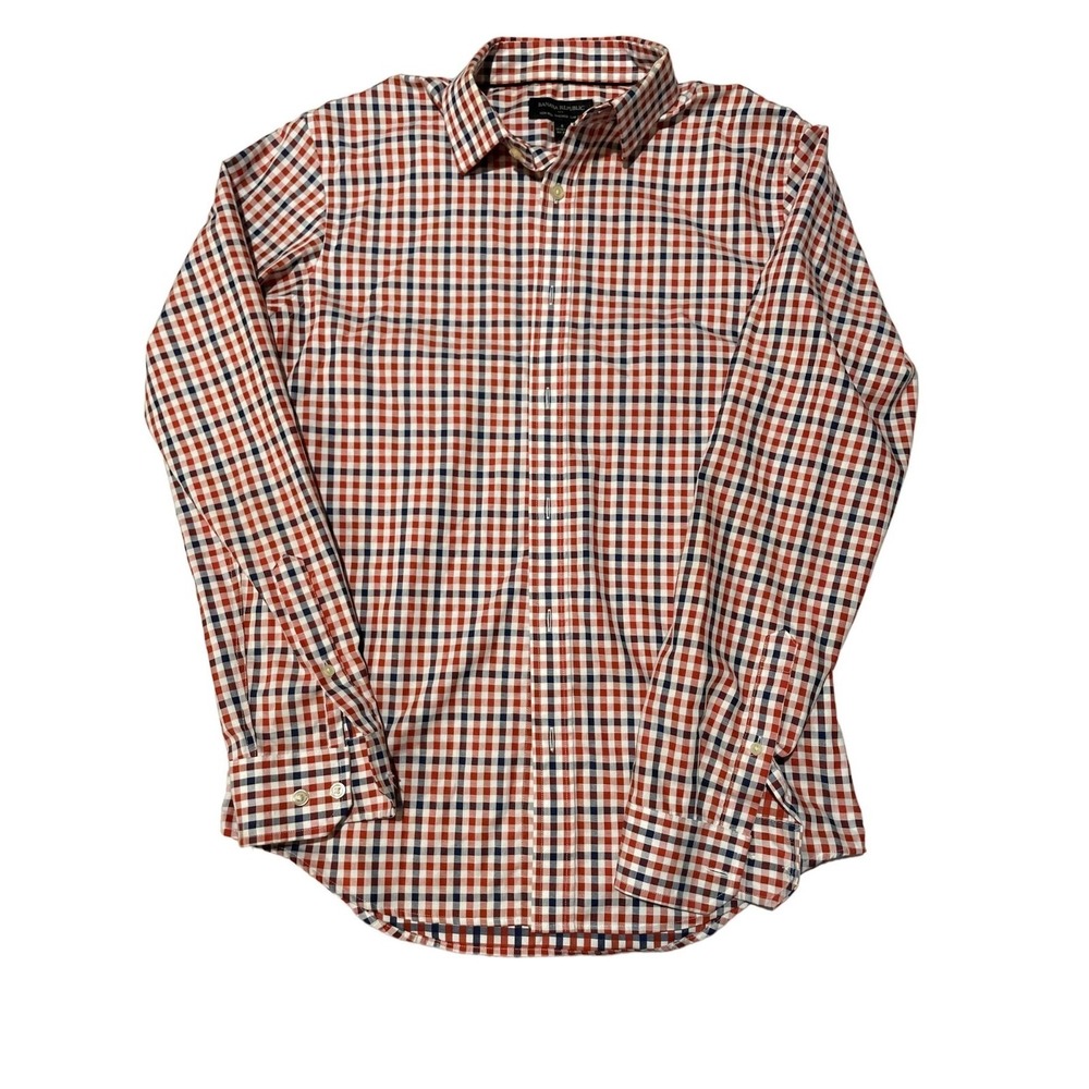 Banana Republic Mens Non-Iron Slim Fit Gingham Check Shirt Red Blue Small u1